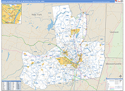 Albany-Schenectady-Troy Metro Area Wall Map Basic Style 2026